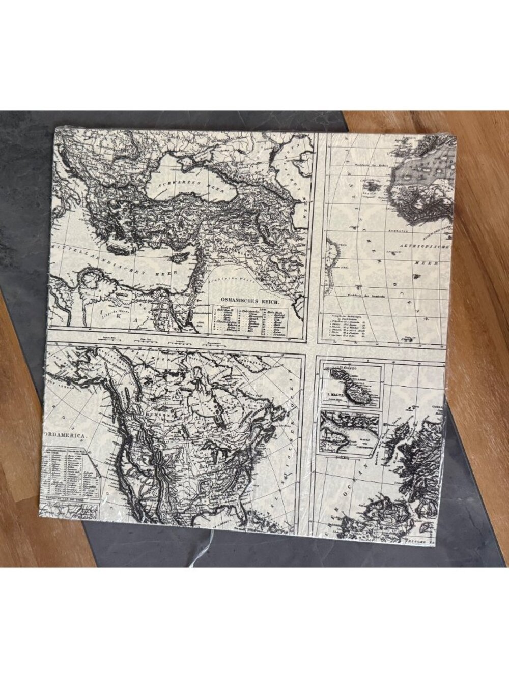 Typeset Specialty black/ivory old world map scrapbook paper 12x12 Stampin UP NIP